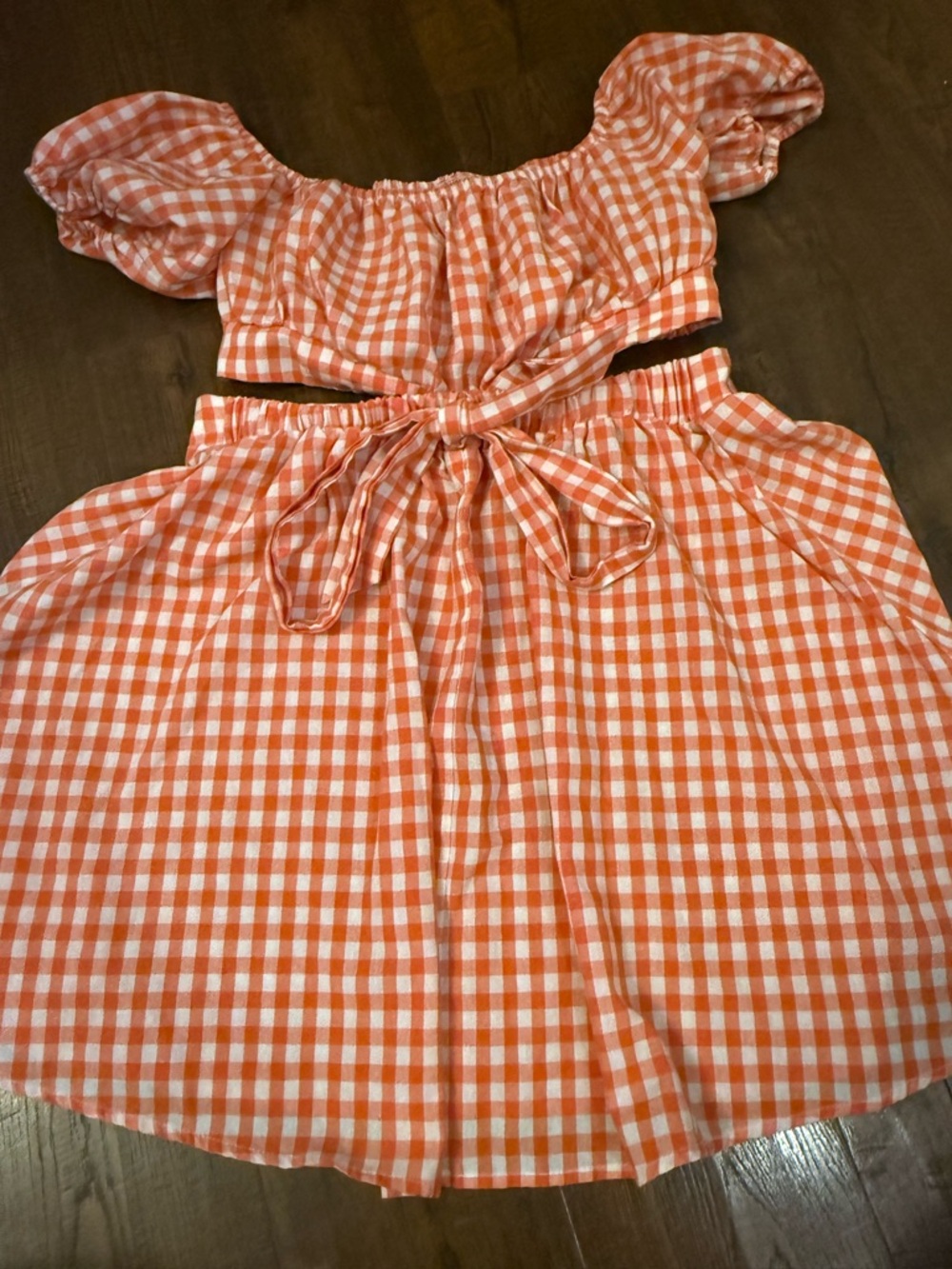 Orange Gingham Cutout Cottagecore Game Day Dress Size XL